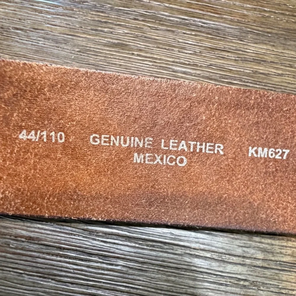 Mens Brown Tooled Genuine Leather Western Eagle Belt Size 44 KM627 Mexico